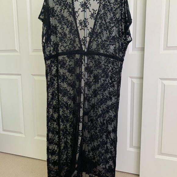 Share Torrid Black Sheer Lace Kimono Coverup Duster Cardigan Boho Festival Size - Picture 8 of 11